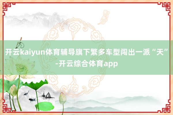 开云kaiyun体育辅导旗下繁多车型闯出一派“天”-开云综合体育app