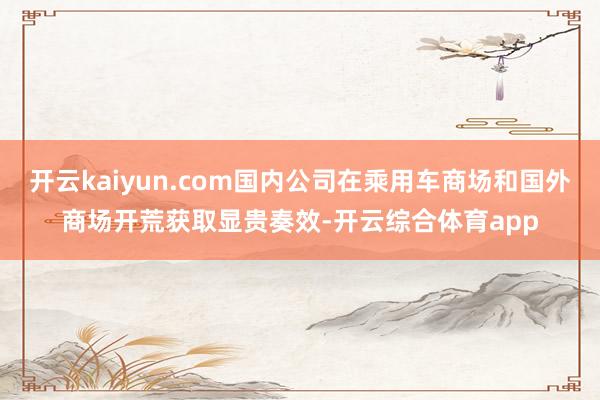 开云kaiyun.com国内公司在乘用车商场和国外商场开荒获取显贵奏效-开云综合体育app